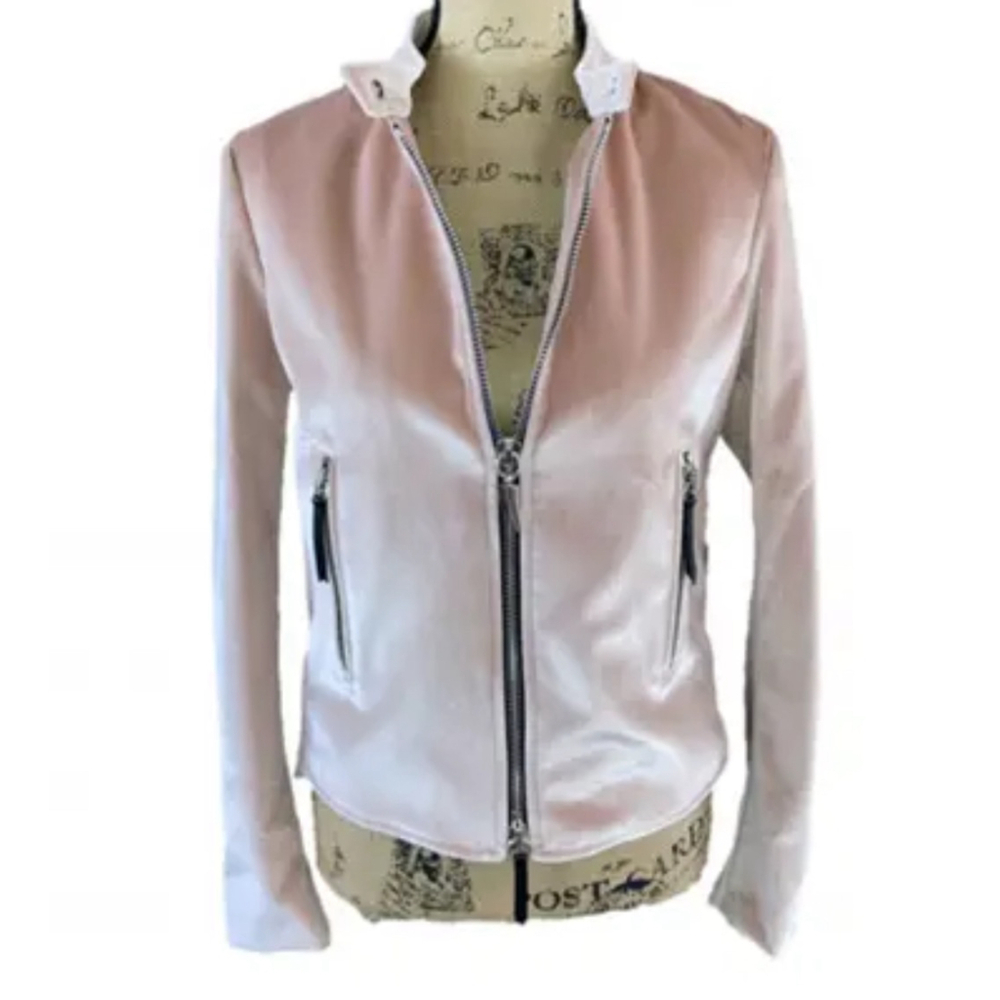 NWT Giuseppe Zanotti Pink Velvet Moto Jacket M